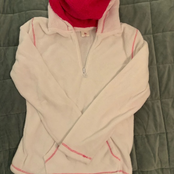 SO plush white fleece 1/4 zip hoodie - Picture 1 of 2